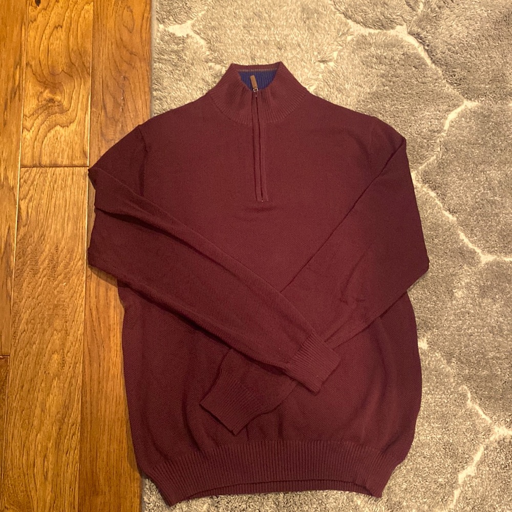 Maroon Knit 1/4 Zip -Waffle